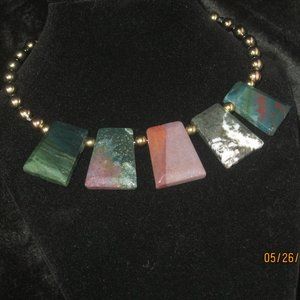 BB INDIA AGATE TRAPEZOID FACETED NECKLACE 20.5 INCHES